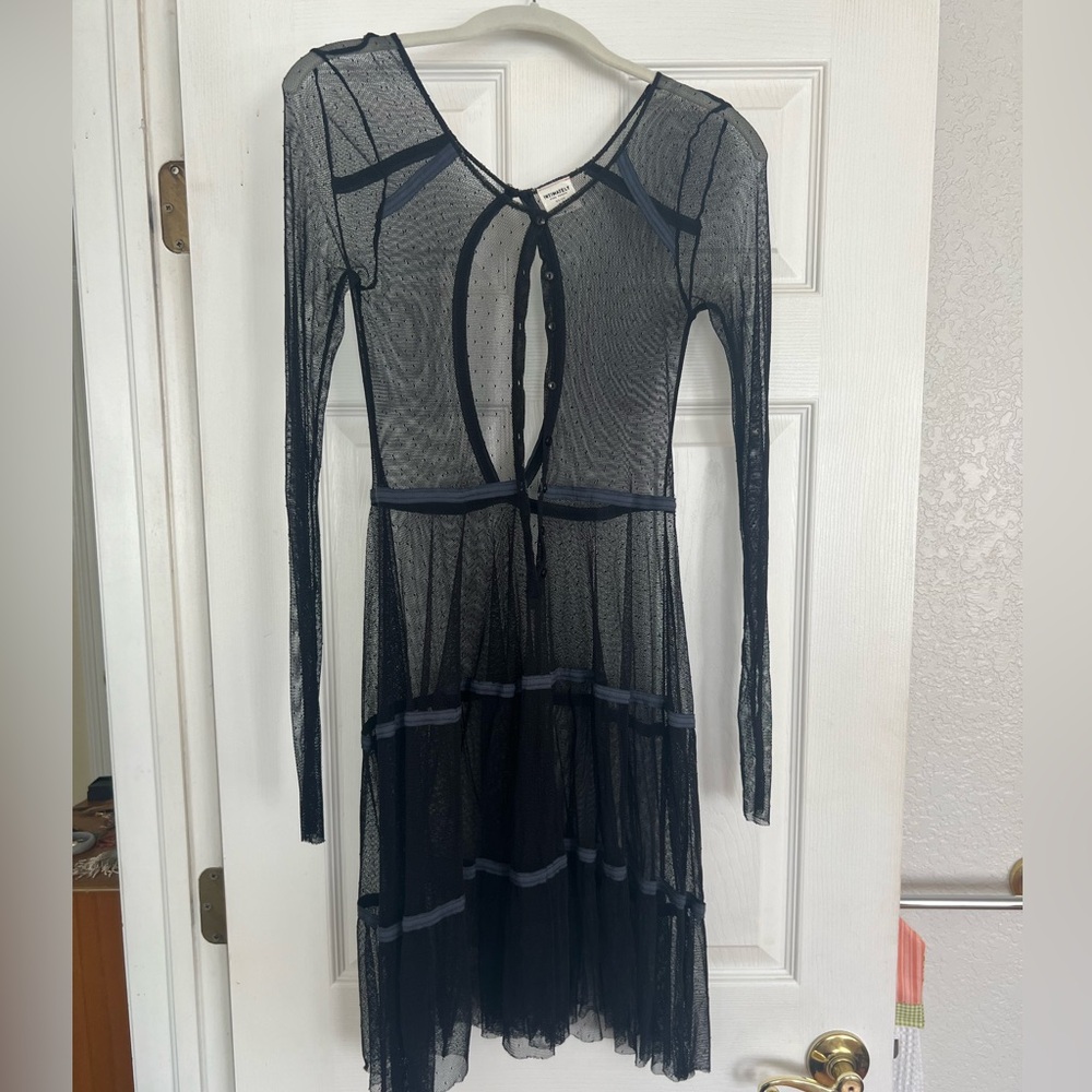 Free People Black Sheer Long Sleeve Dress